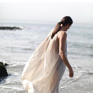 Villa White maxi dress beach boho malibu LA summer straw hat vacation sandals